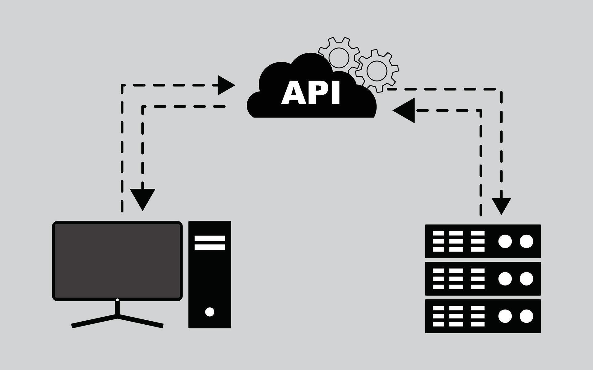 Application programming interface connection between client application ...