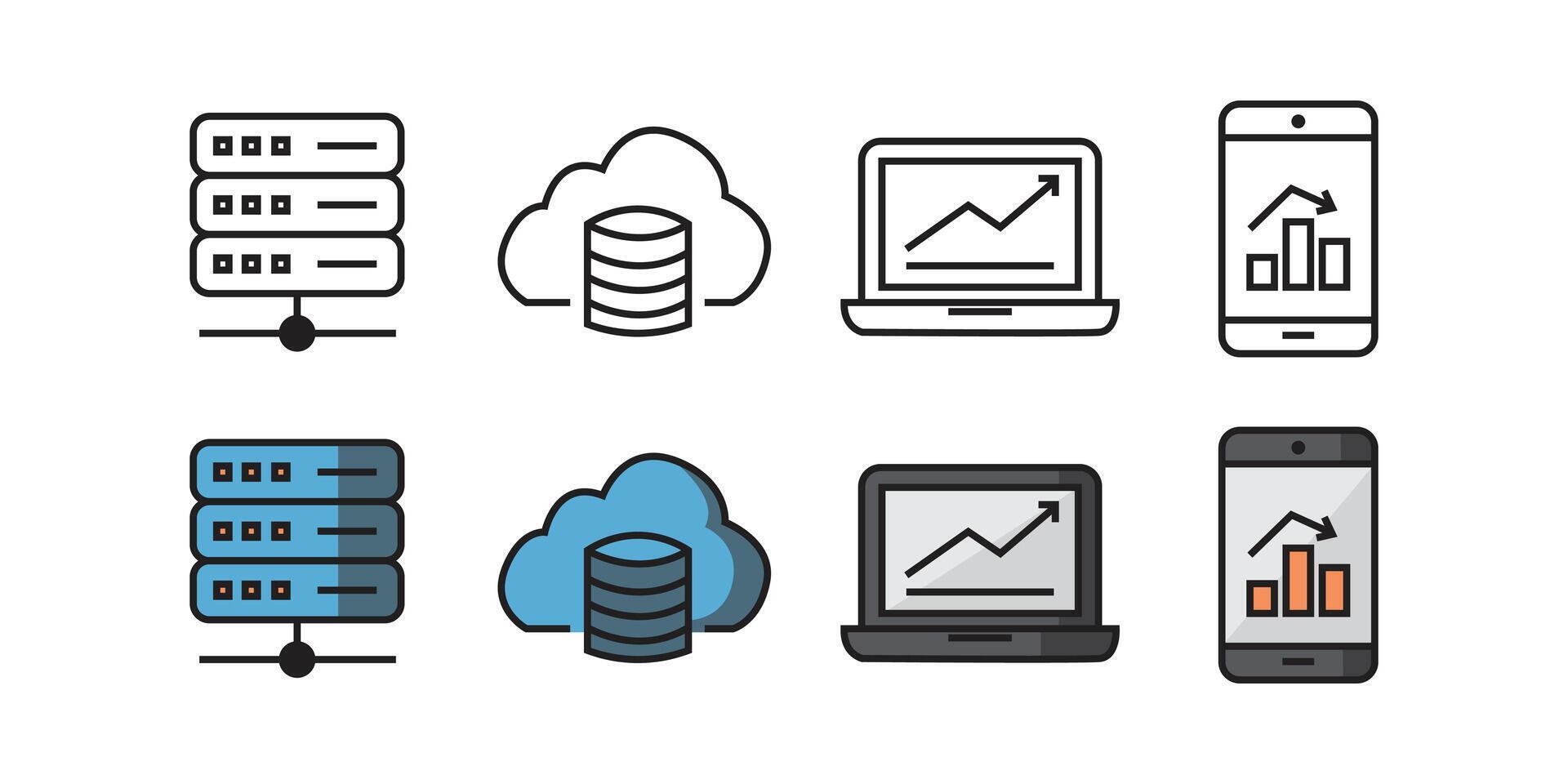 Business Data Analytics and Cloud Computing Server Icon Set 81306526 ...
