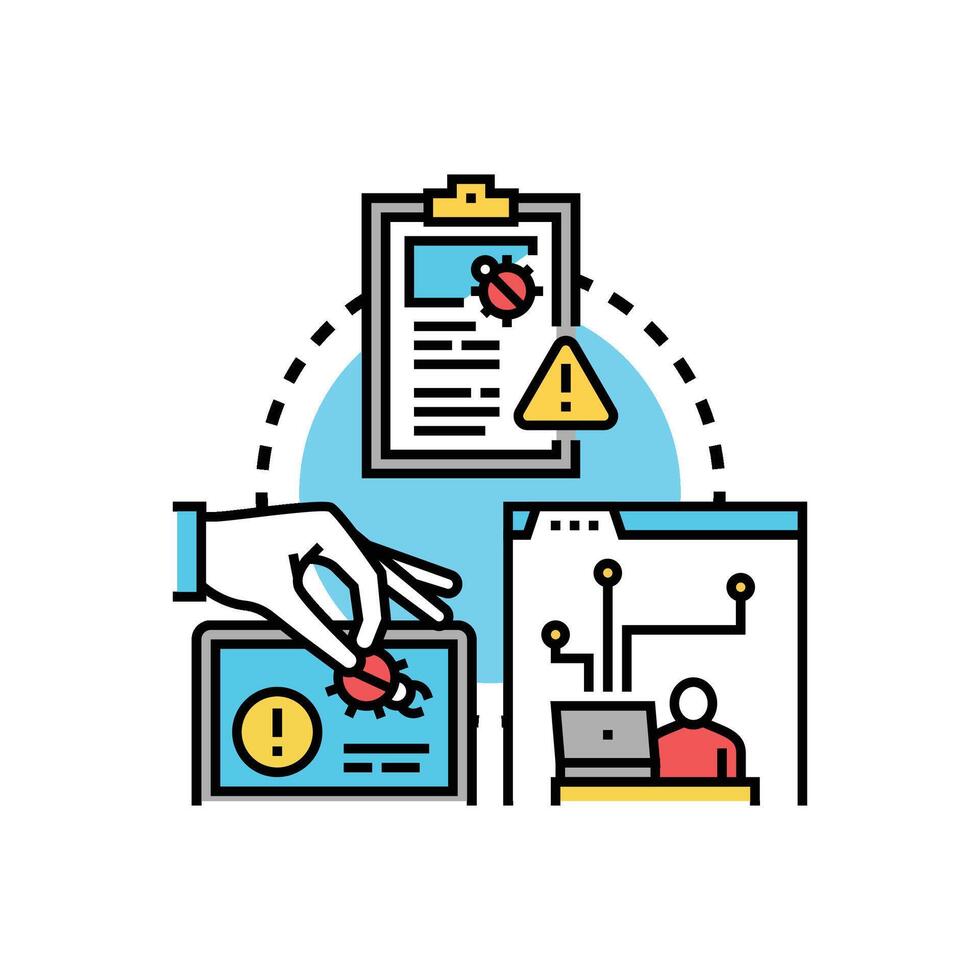 types Bug detection process finding. software errors vector