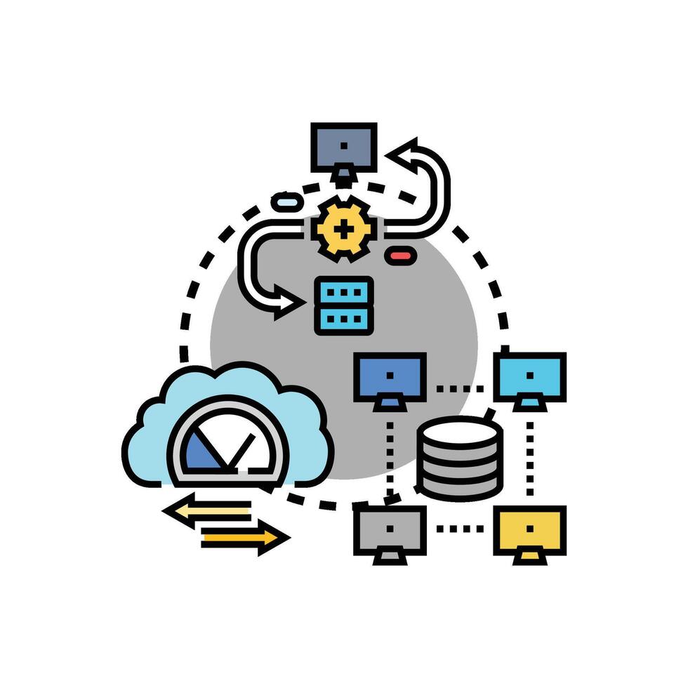 Network types data layer connection with cloud computing concept vector