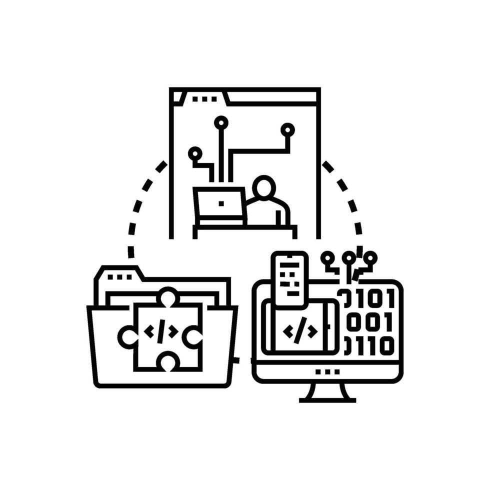 Code language forms categories illustrating programming classification development vector