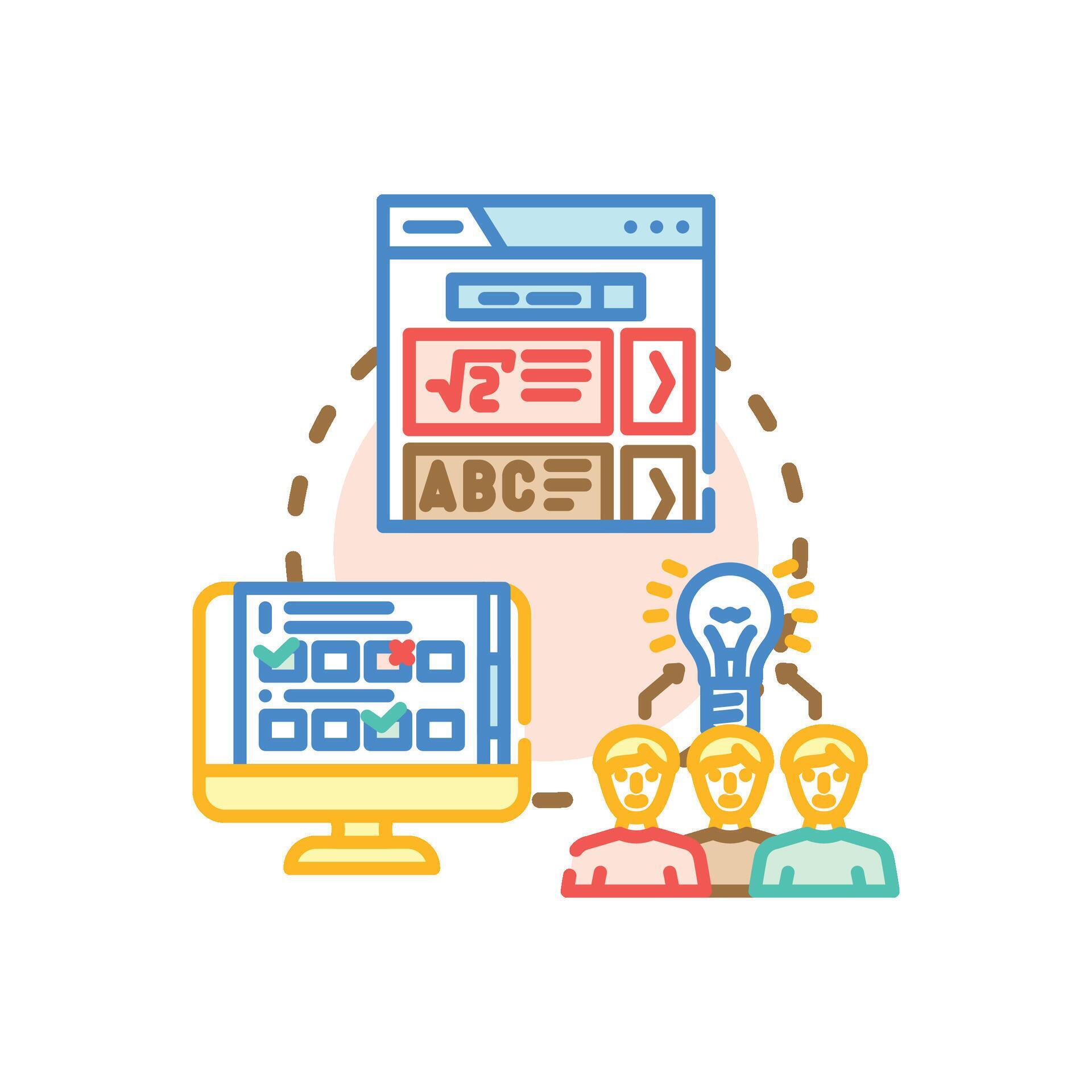 Adaptive learning program development concept icon illustration ...