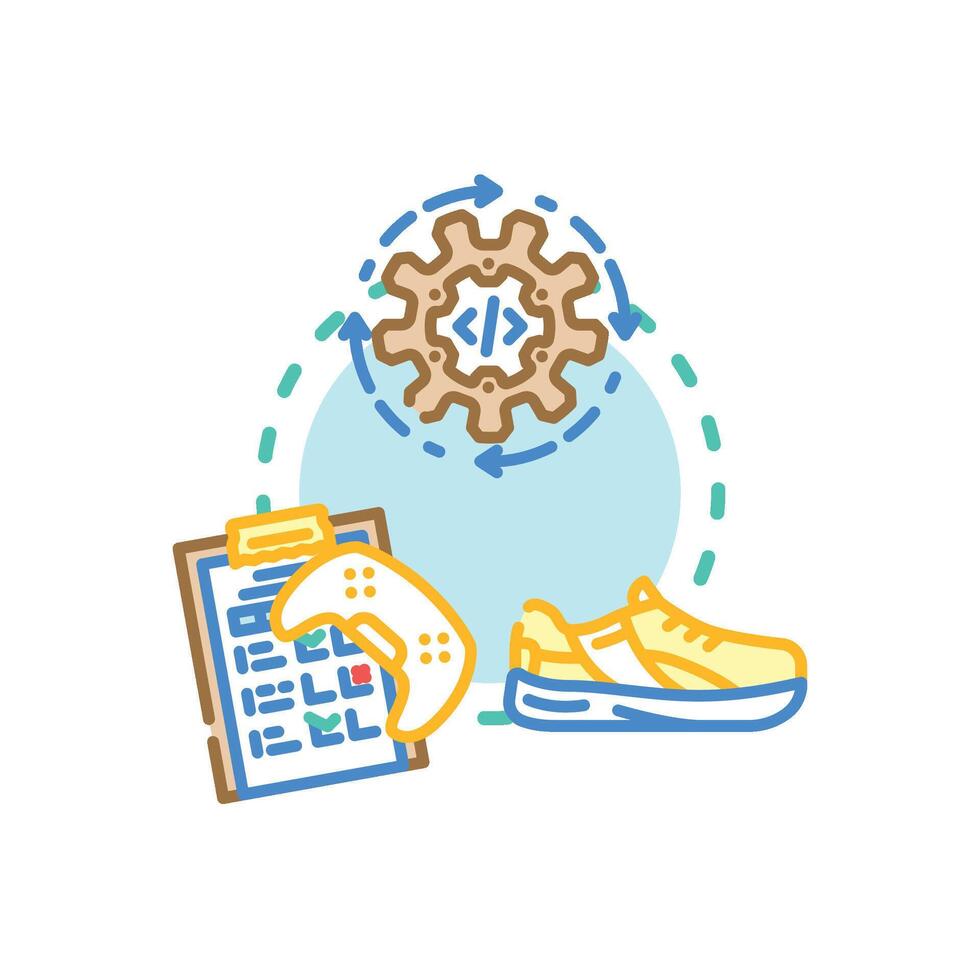 Test types runner. integration automating software testing process vector
