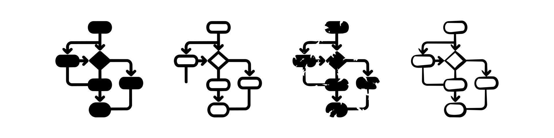 Algorithm Flowchart Icons Mixed Style Variations Set 88402137 Vector ...