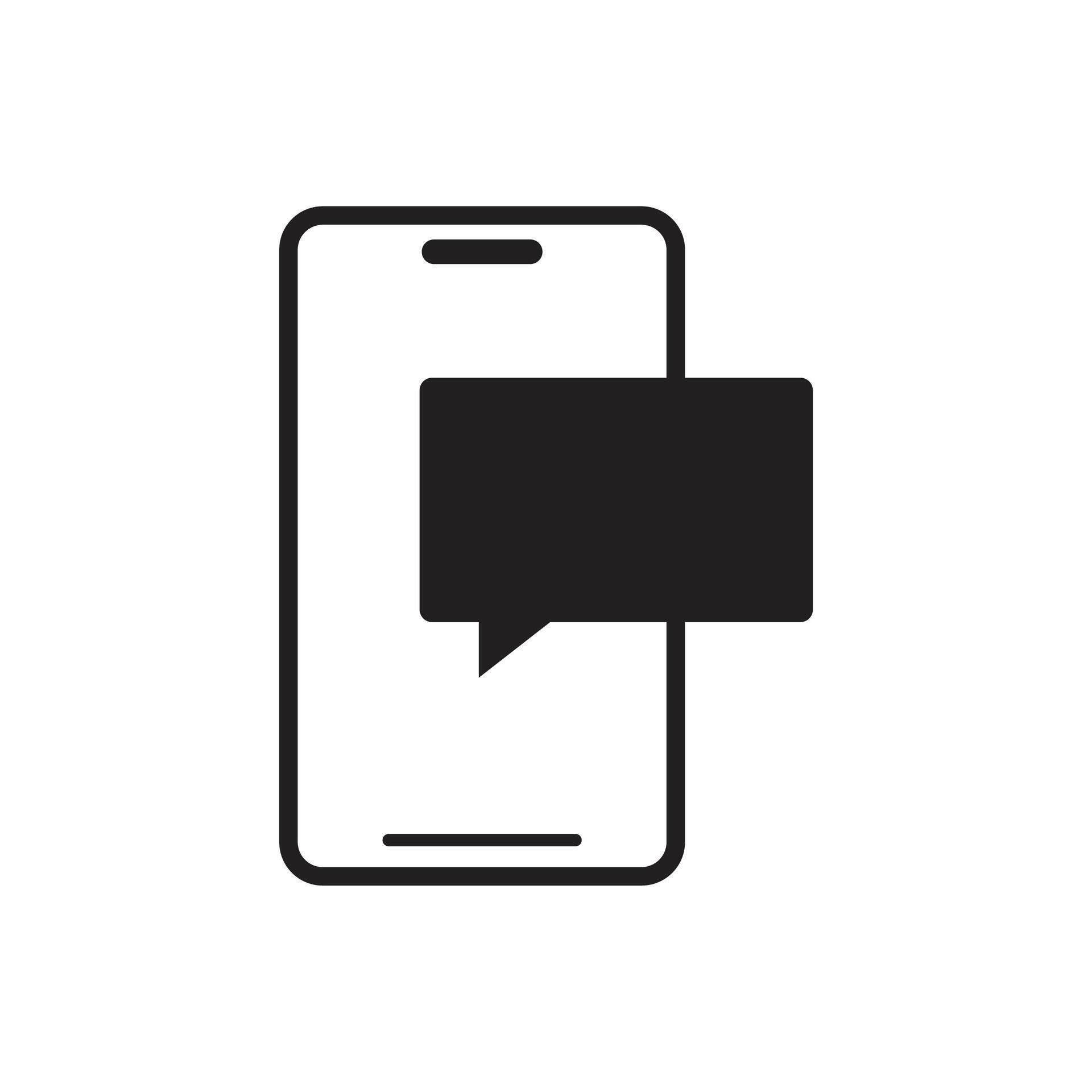 Smartphone Chat Bubble Speech Message Solid Icon 88475583 Vector Art at ...