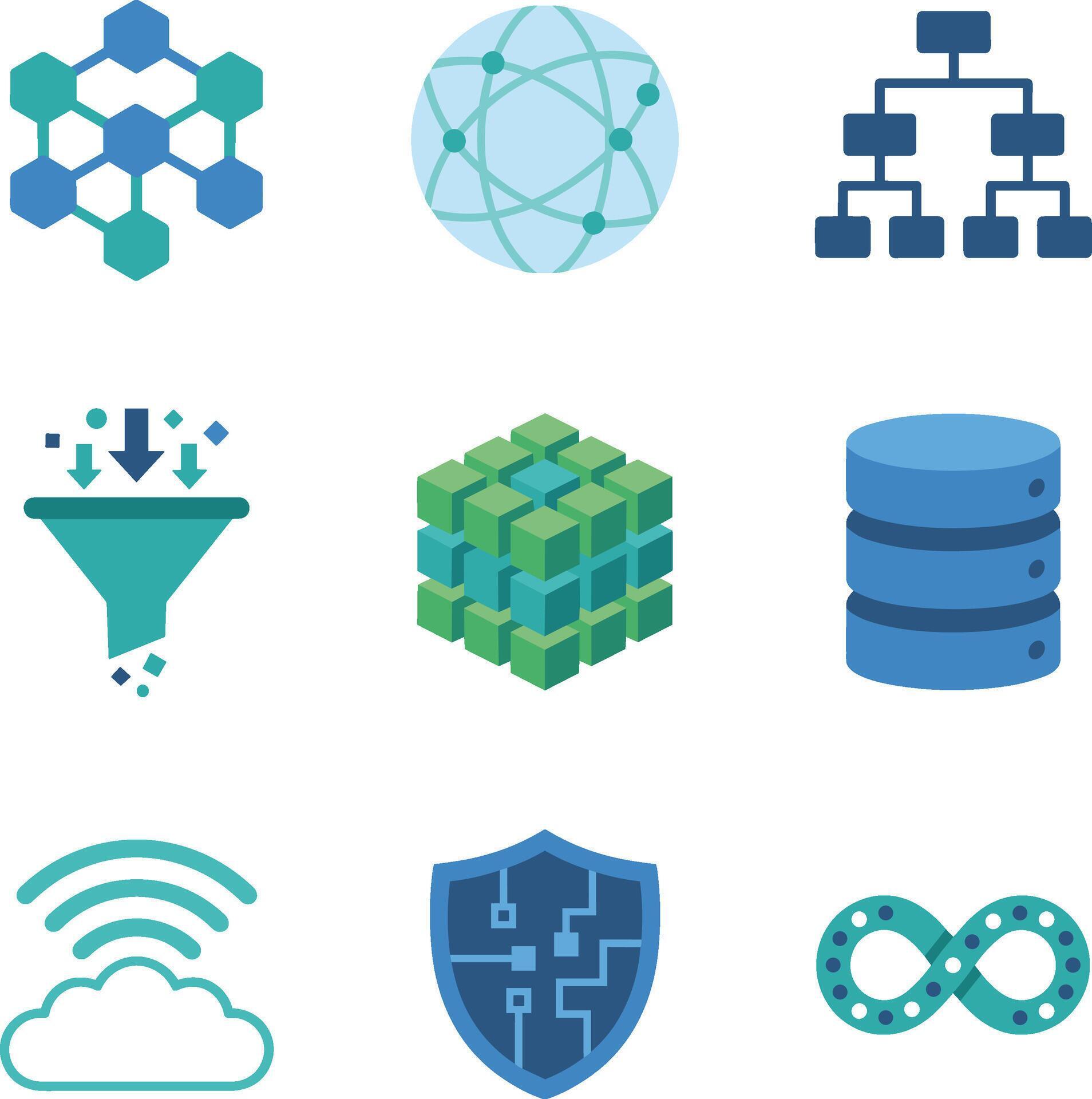 Big data and cloud computing flat icon collection 88476552 Vector Art ...