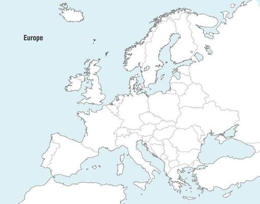 World Vector Map - Europe Centered with US States & Canadian Provinces