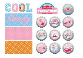 Summer Bottle Cap Vector and Pattern Pack