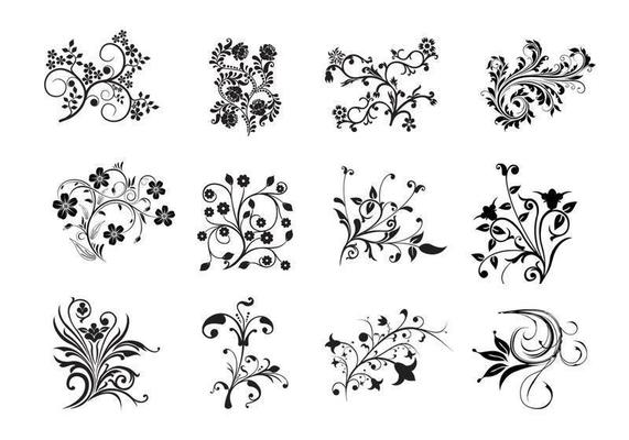 12 Swirly Floral Vectors
