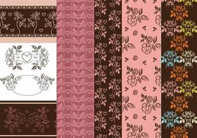 Vintage Heart and Flower Patterns & Vector Pack