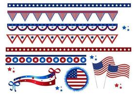 4th of July Flags and Borders Vector Pack