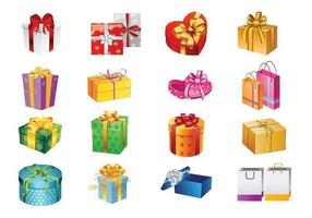 Conjunto de vectores de cajas y bolsas de regalo