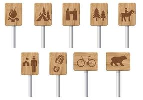 Wooden Recreation Signs Vector Pack