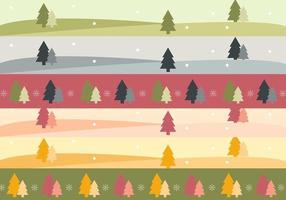 Árbol de navidad paisaje Banner Vector Pack