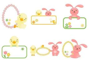 Easter Bunny and Chick Label Vector Pack