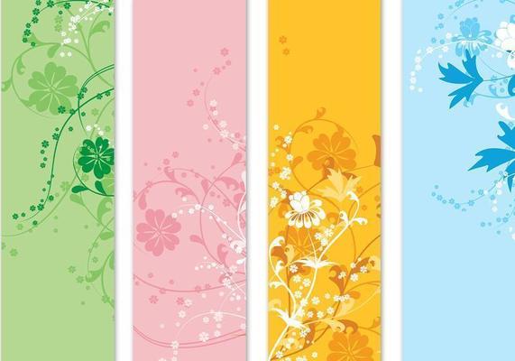 Four Floral Banner Vector Pack