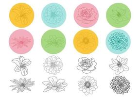 Outlined Floral Vector Pack