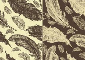 Seamless Hand Drawn Feather Vector Pattern Pack