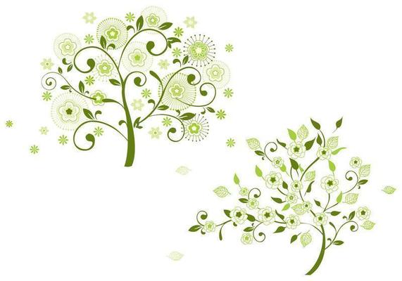 Green Floral Vector Tree Pack