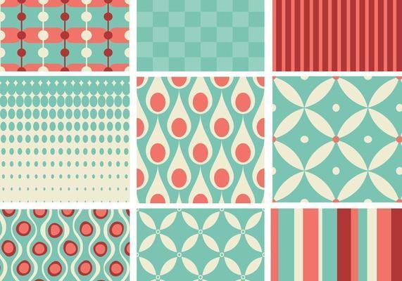 Teal and Coral Retro Pattern Pack