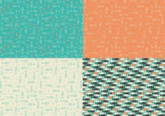 Retro Fish Vector Pattern Pack