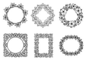 Hand Drawn Floral Frame Vector Pack