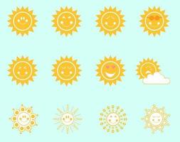 Cute Smiley Suns Vector Pack
