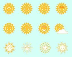 Cute Smiley Suns Vector Pack