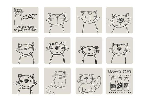 Hand Drawn Cat Vector Art, Icons, and Graphics for Free Download