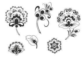 Blanco y negro Floral Vector Pack