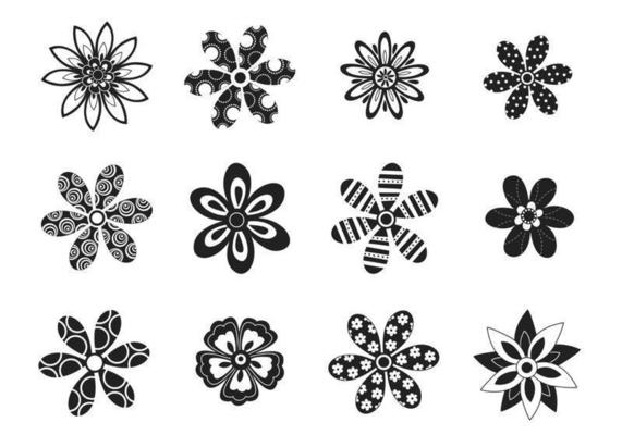 Decorative Black and White Flower Vector Pack