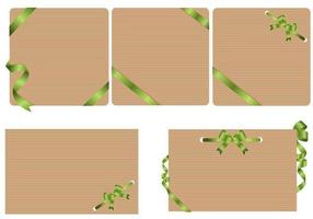 Craft Paper Background Vectors with Green Ribbons