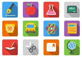 Pack de iconos vectoriales de educación plana vector