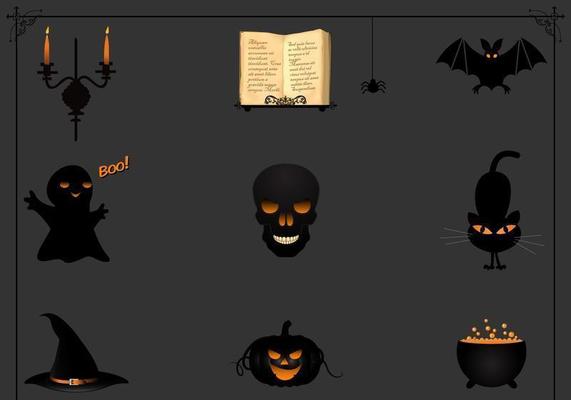 Black Halloween Icon Vector Pack