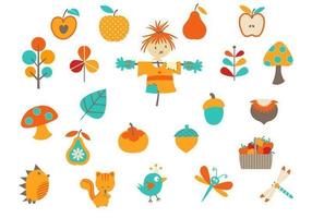 Cartoon Fall Vector Elements Pack