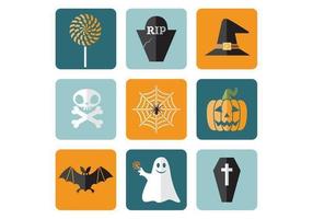 Iconos de vectores de Halloween plana