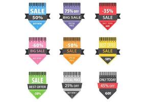 Flecha brillante venta Vector Badge Pack