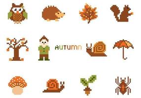 paquete de elementos vectoriales pixel otoño vector