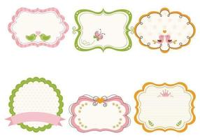 Cute Girly Frame Vector and Label Vector Pack