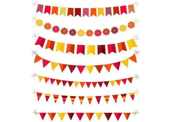 Autumn Colored Bunting Vector Pack