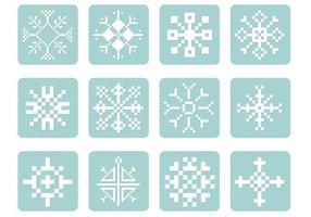 Pixel Snowflake Vector Pack