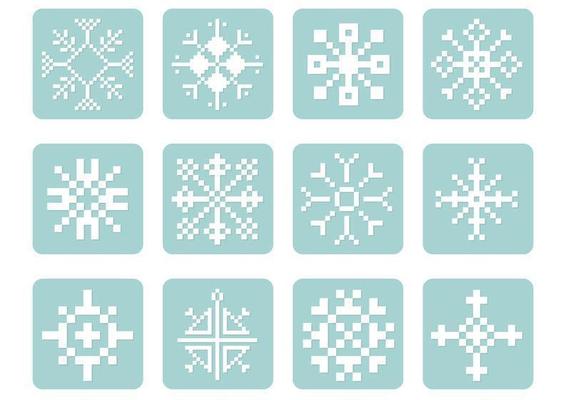 Pixel Snowflake Vector Pack