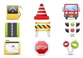 3D Traffic Vector Icon Pack