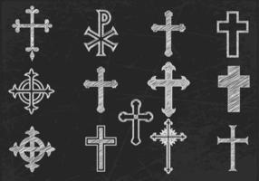 Chalk Drawn Cross Vector Pack