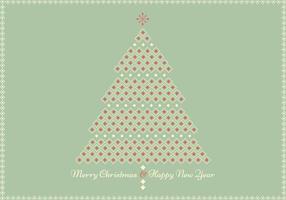 Retro Geometric Christmas Tree Greeting Card Vector