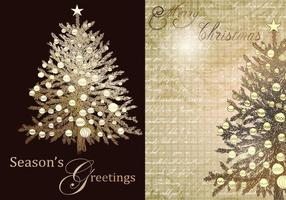 Vintage Christmas Tree Greeting Vector Pack