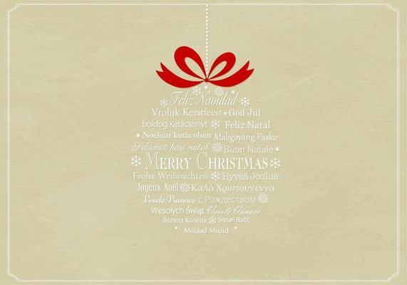 Multilingual Christmas Ornament Vector Background