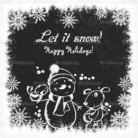 Chalk Drawn Holiday Snowman Vector Background