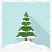 Snow Covered Christmas Tree Vector Background