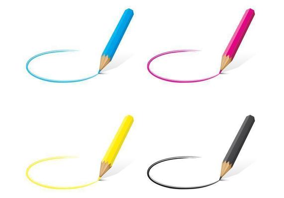 CMYK Colored Pencil Vector Pack